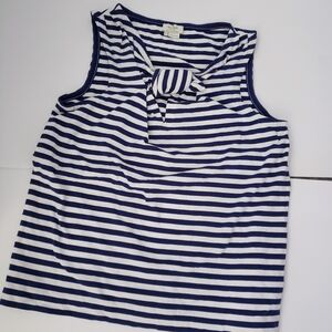 Kate Spade New York  Blue White Top Striped Cotton Spandex Tie Front XL